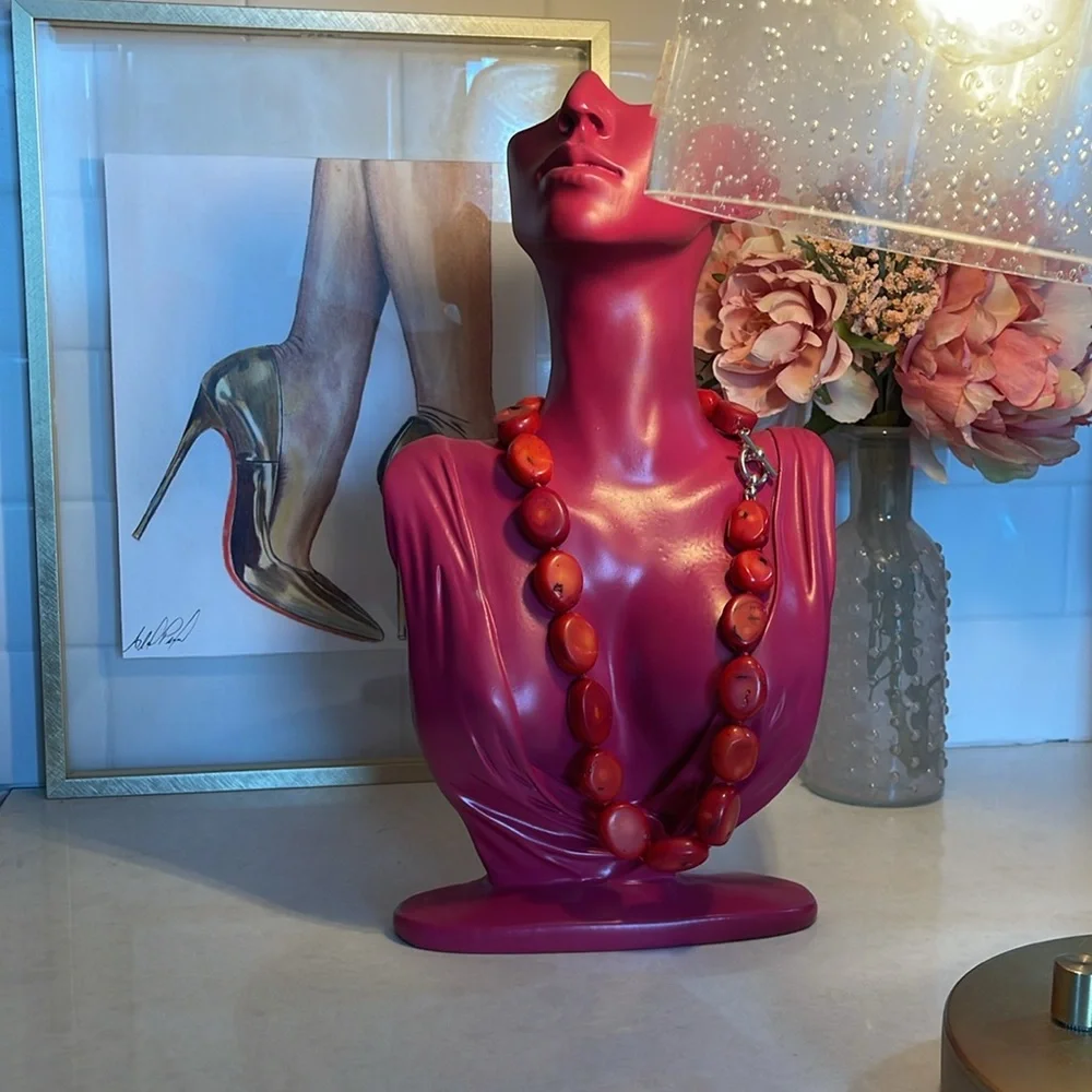 Large Chunky Coral necklace beaded with redone prochain sterling closure - Picture 2 of 10